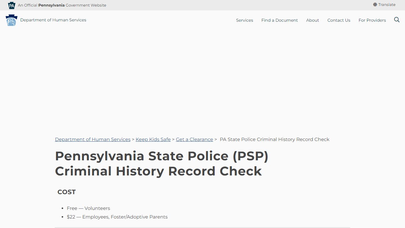 PA State Police Criminal History Record Check - Department of Human ...